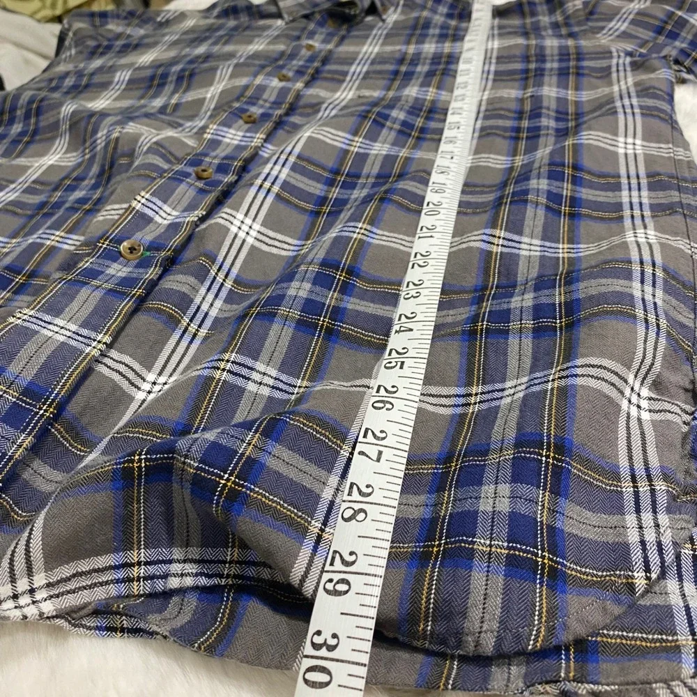Tommy Hilfiger Blue Gray Plaid Button‎ Up Long Sleeve Casual Shirt Mens Large
